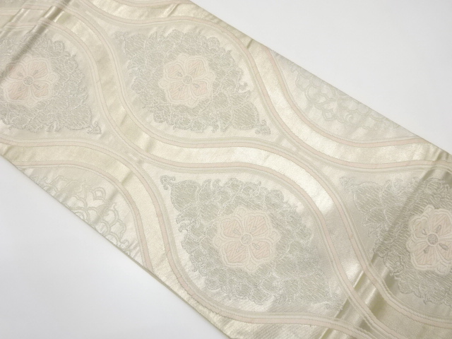 アンティーク　花立涌模様織り出し袋帯（着用可）